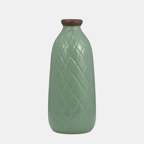 Sagebrook Home Cer 12" Plaid Textured Vase Dark Sage Wishlist Create New