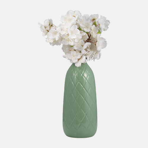 Sagebrook Home Cer 12" Plaid Textured Vase Dark Sage Wishlist Create New