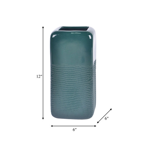 Sagebrook Home Cer 12" Squared Grooved Vase Forest Green Wishlist Create New