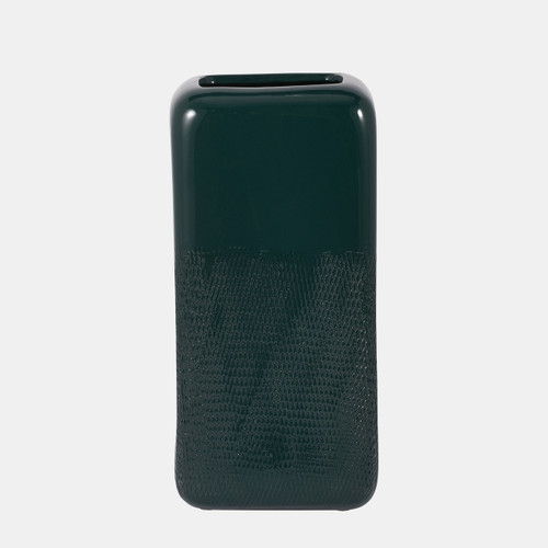 sagebrook home Cer 12" Squared Grooved Vase Forest Green Wishlist Create New