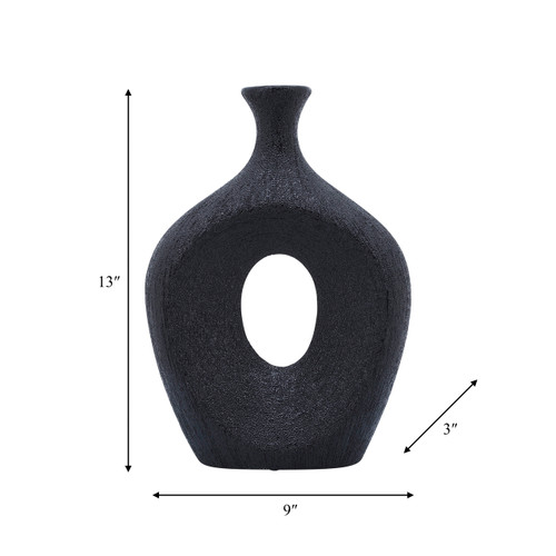 Sagebrook Home Cer 13" Beaded Oval Vase Cut-out Black Wishlist Create New