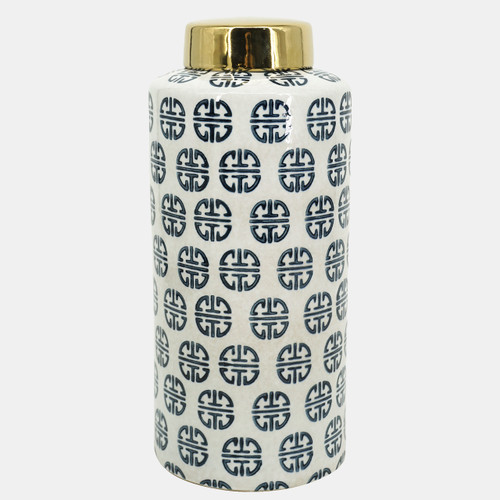 sagebrook home Cer 13"h Modern Ginger Jar Navy/white Wishlist Create New