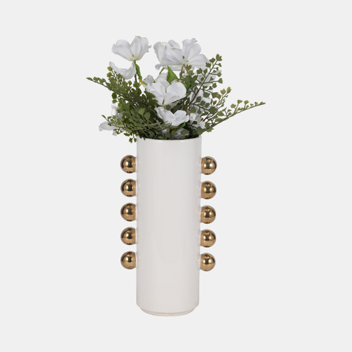 Sagebrook Home Cer 13" Vase W/ Side Knobs White/gold Wishlist Create New