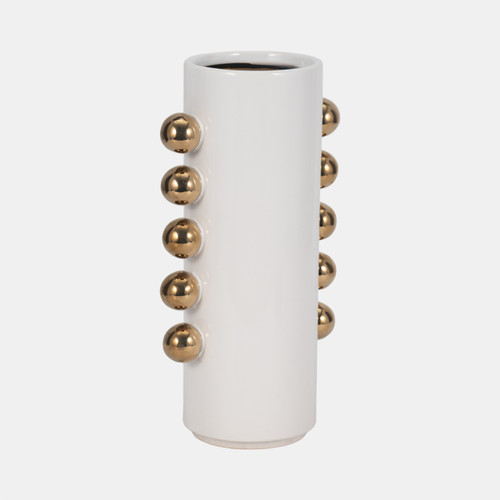 Sagebrook Home Cer 13" Vase W/ Side Knobs White/gold Wishlist Create New