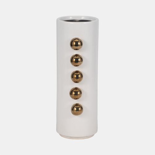Sagebrook Home Cer 13" Vase W/ Side Knobs White/gold Wishlist Create New