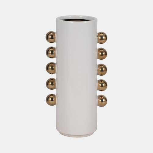 sagebrook home Cer 13" Vase W/ Side Knobs White/gold Wishlist Create New