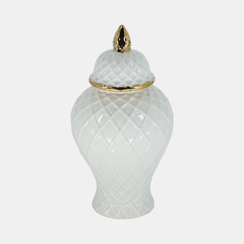 Sagebrook Home Cer 14"h Rope Temple Jar White/gold Wishlist Create New
