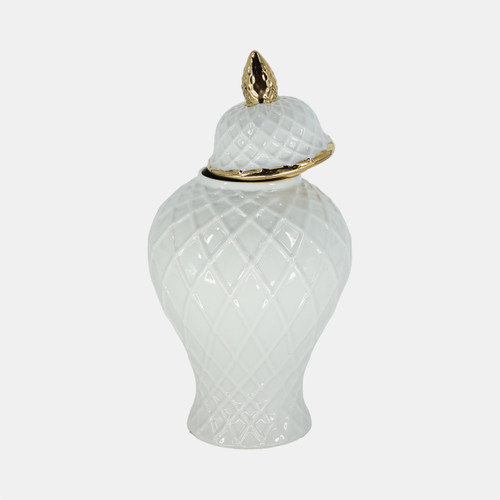 Sagebrook Home Cer 14"h Rope Temple Jar White/gold Wishlist Create New