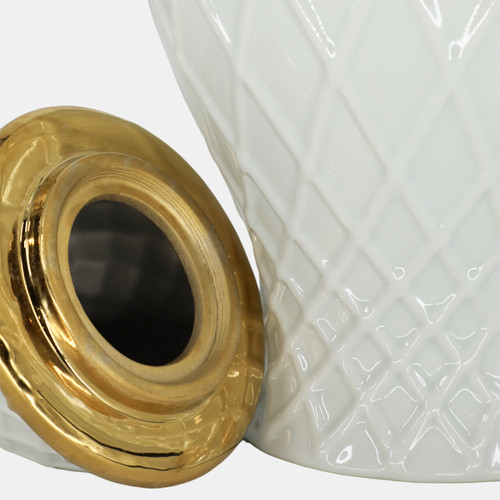 Sagebrook Home Cer 14"h Rope Temple Jar White/gold Wishlist Create New