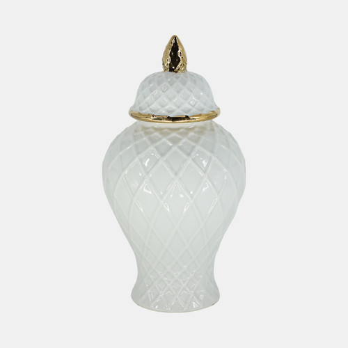 sagebrook home Cer 14"h Rope Temple Jar White/gold Wishlist Create New