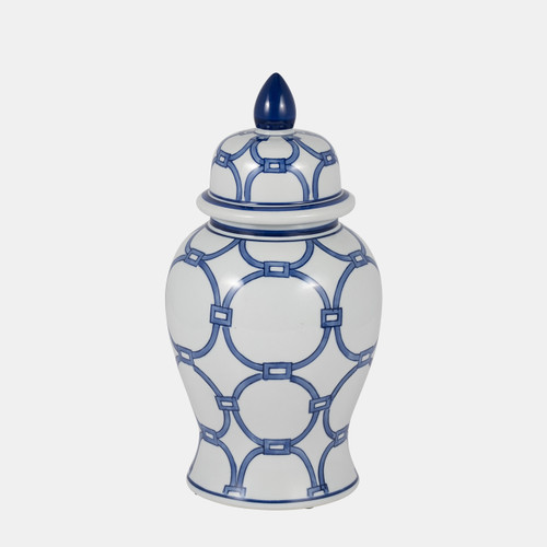 Sagebrook Home Cer 14" Links Temple Jar Blue/white Wishlist Create New