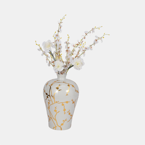 Sagebrook Home Cer 15"h Vase W/ Gold Decal White Wishlist Create New