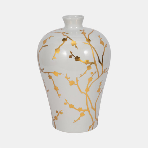 Sagebrook Home Cer 15"h Vase W/ Gold Decal White Wishlist Create New