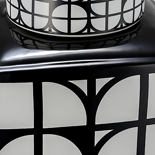 Sagebrook Home Cer 16"h Square Jar W/ Lid Black/white Wishlist Create New
