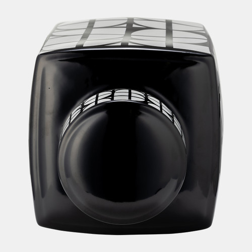 Sagebrook Home Cer 16"h Square Jar W/ Lid Black/white Wishlist Create New