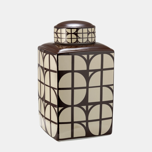 Sagebrook Home Cer 16"h Square Jar W/ Lid Java/cotton Wishlist Create New