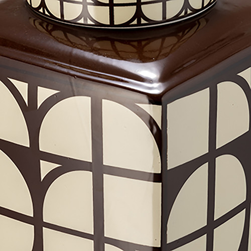 Sagebrook Home Cer 16"h Square Jar W/ Lid Java/cotton Wishlist Create New