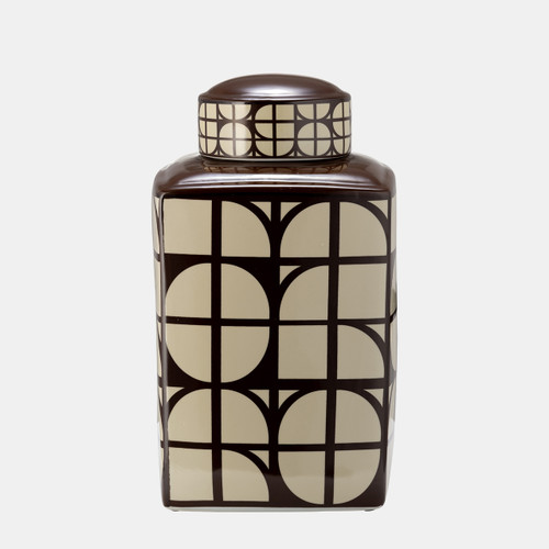 sagebrook home Cer 16"h Square Jar W/ Lid Java/cotton Wishlist Create New