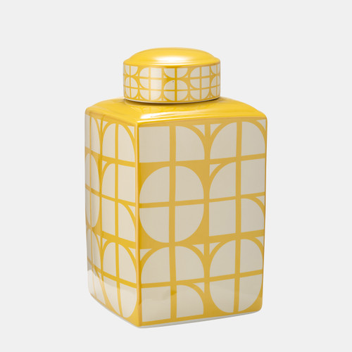 Sagebrook Home Cer 16"h Square Jar W/ Lid Yellow/cotton Wishlist Create New