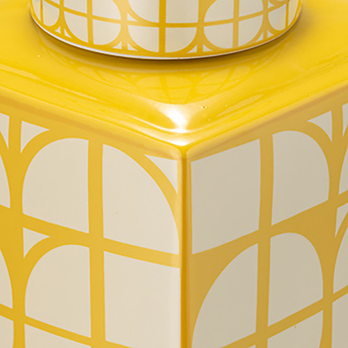 Sagebrook Home Cer 16"h Square Jar W/ Lid Yellow/cotton Wishlist Create New