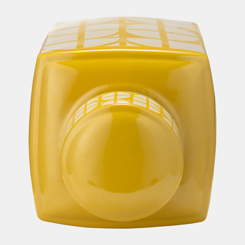 Sagebrook Home Cer 16"h Square Jar W/ Lid Yellow/cotton Wishlist Create New