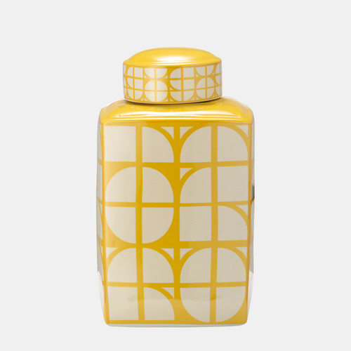 sagebrook home Cer 16"h Square Jar W/ Lid Yellow/cotton Wishlist Create New