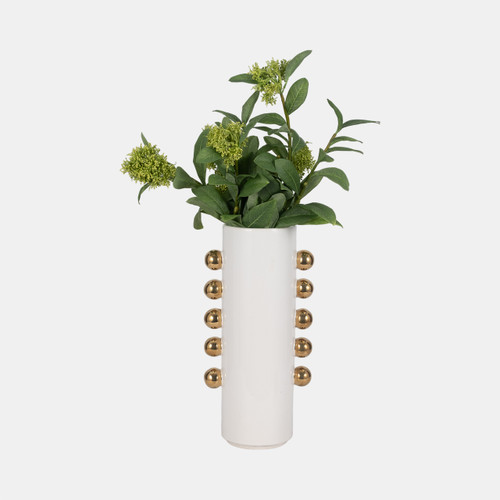 Sagebrook Home Cer 16" Vase W/ Side Knobs White/gold Wishlist Create New