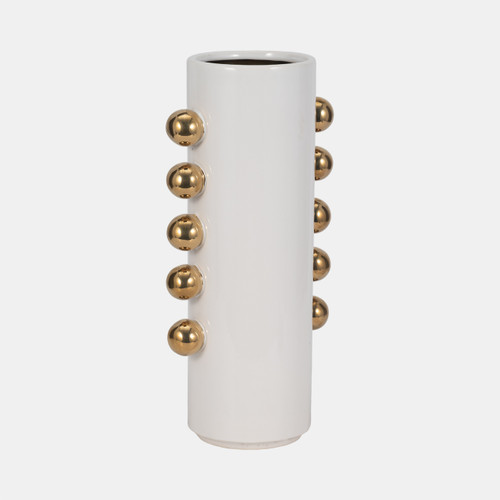 Sagebrook Home Cer 16" Vase W/ Side Knobs White/gold Wishlist Create New