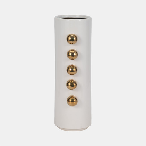 Sagebrook Home Cer 16" Vase W/ Side Knobs White/gold Wishlist Create New