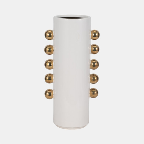sagebrook home Cer 16" Vase W/ Side Knobs White/gold Wishlist Create New