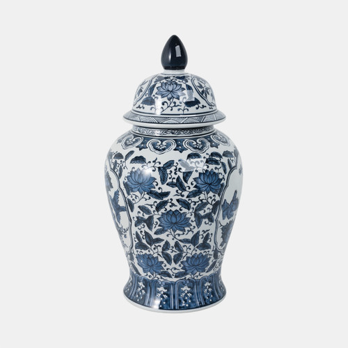Sagebrook Home Cer 18"h Flowers Temple Jar Blue Wishlist Create New