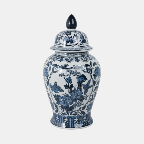 Sagebrook Home Cer 18"h Flowers Temple Jar Blue Wishlist Create New