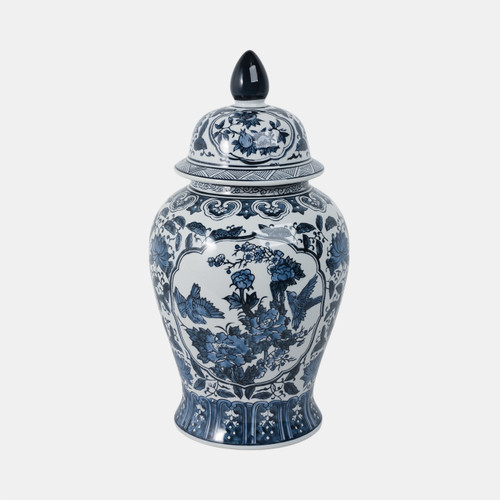 sagebrook home Cer 18"h Flowers Temple Jar Blue Wishlist Create New