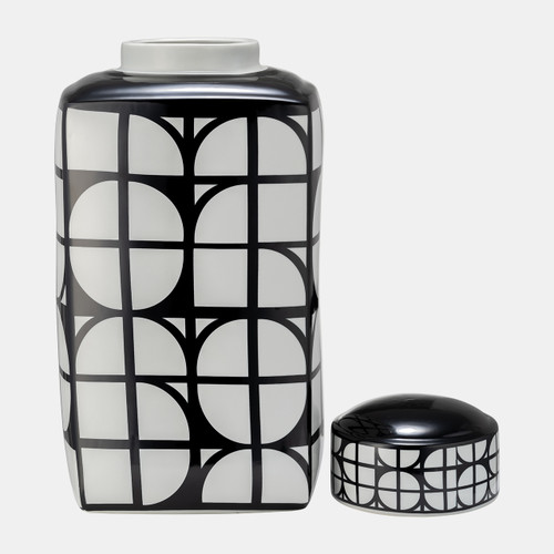 Sagebrook Home Cer 18"h Square Jar W/ Lid Black/white Wishlist Create New