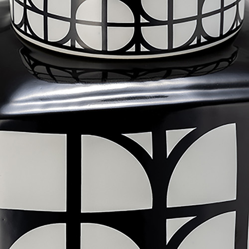 Sagebrook Home Cer 18"h Square Jar W/ Lid Black/white Wishlist Create New
