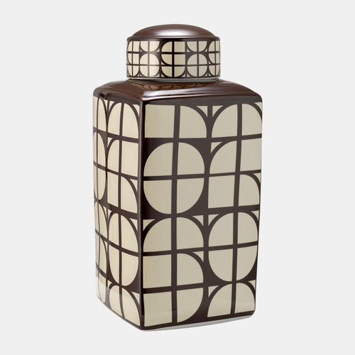 Sagebrook Home Cer 18"h Square Jar W/ Lid Java/cotton Wishlist Create New