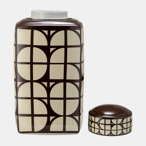 Sagebrook Home Cer 18"h Square Jar W/ Lid Java/cotton Wishlist Create New