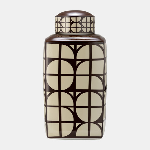 sagebrook home Cer 18"h Square Jar W/ Lid Java/cotton Wishlist Create New