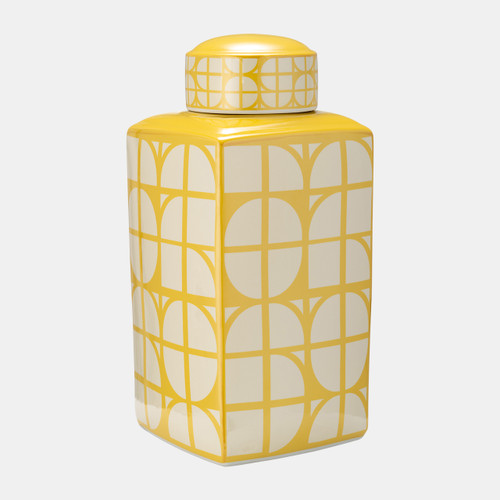 Sagebrook Home Cer 18"h Square Jar W/ Lid Yellow/cotton Wishlist Create New