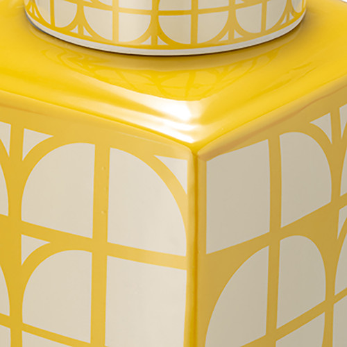 Sagebrook Home Cer 18"h Square Jar W/ Lid Yellow/cotton Wishlist Create New