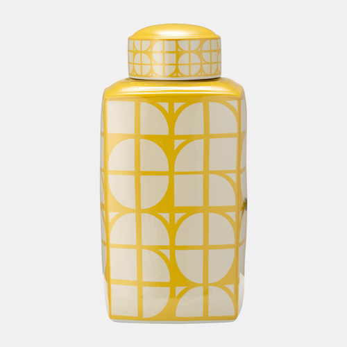 sagebrook home Cer 18"h Square Jar W/ Lid Yellow/cotton Wishlist Create New