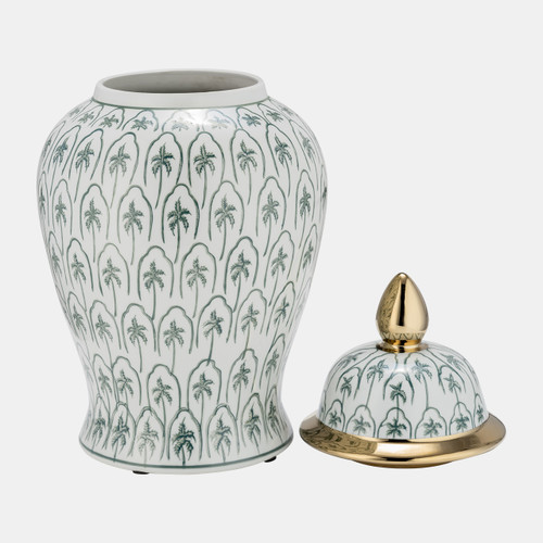 Sagebrook Home Cer 18"h Temple Jar Green/gold Wishlist Create New