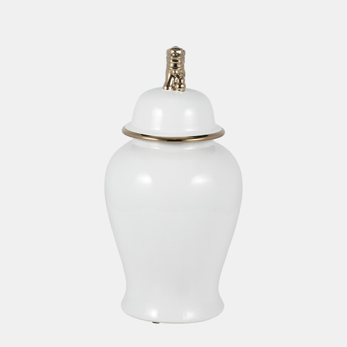 Sagebrook Home Cer 18" Lion Head Temple Jar White/gold Wishlist Create New