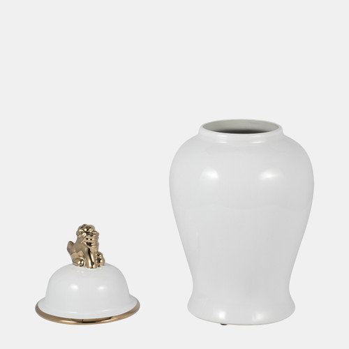 Sagebrook Home Cer 18" Lion Head Temple Jar White/gold Wishlist Create New