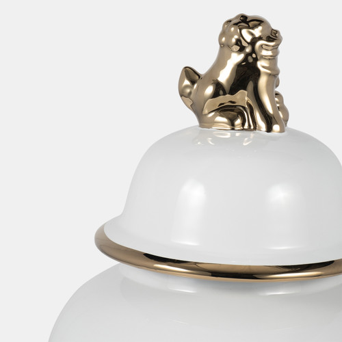 Sagebrook Home Cer 18" Lion Head Temple Jar White/gold Wishlist Create New