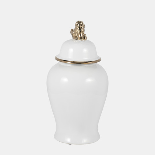 sagebrook home Cer 18" Lion Head Temple Jar White/gold Wishlist Create New