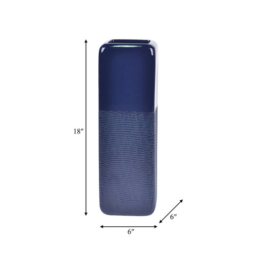 Sagebrook Home Cer 18" Squared Grooved Vase Navy Blue Wishlist Create New