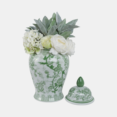 Sagebrook Home Cer 18" Temple Jar Bird/flower Green Wishlist Create New
