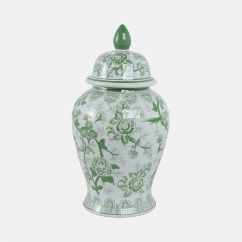 Sagebrook Home Cer 18" Temple Jar Bird/flower Green Wishlist Create New