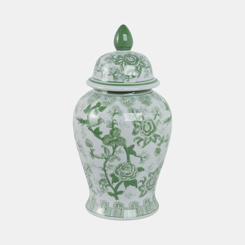 sagebrook home Cer 18" Temple Jar Bird/flower Green Wishlist Create New